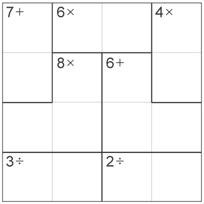 Easy 4 by 4 MathDoku 13 to 16