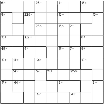 Medium 9 by 9 MathDoku 1