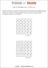 printable5 by 5 Hitori logic puzzles that will boost your IQ
