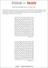 printable 8 by 8 Hitori logic puzzles that will boost your IQ