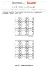 printable 8 by 8 Hitori logic puzzles that will boost your IQ