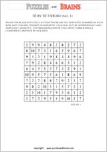 printable 10 by 10 Hitori logic puzzles that will boost your IQ