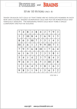 printable 10 by 10 Hitori logic puzzles that will boost your IQ