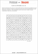 printable 12 by 12 Hitori logic puzzles that will boost your IQ