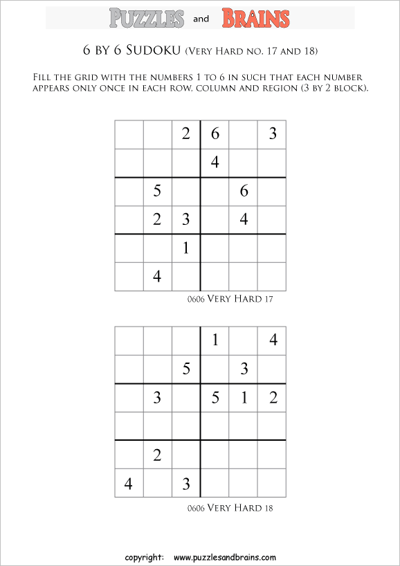 printable difficult  Sudoku puzzles