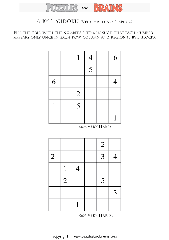 printable difficult  Sudoku puzzles