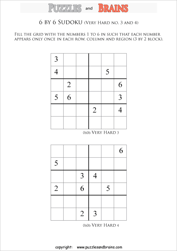 printable difficult  Sudoku puzzles