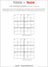 printable easier 6 by 6 killer sudoku math logic puzzles for kids