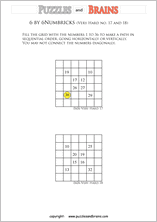 printable 6 by 6 very hard level Numbrix logic IQ puzzles