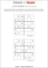 6x6 Sudoku Puzzles Printable - Sheet 1