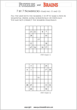 printable 7 by 7 difficult level Numbrix logic IQ puzzles