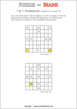 printable 7 by 7 difficult level Numbrix logic IQ puzzles