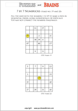 printable 7 by 7 difficult level Numbrix logic IQ puzzles