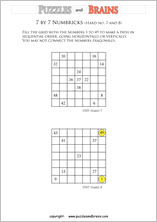 printable 7 by 7 difficult level Numbrix logic IQ puzzles