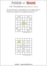 printable 7 by 7 very hard level Numbrix logic IQ puzzles