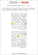 Free and printable Hidato, or NUmber Snake, puzzles for young and old ...