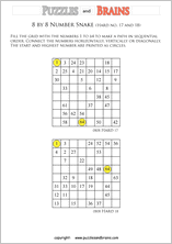 Free and printable Hidato, or NUmber Snake, puzzles for young and old ...