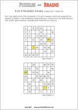 Free and printable Hidato, or NUmber Snake, puzzles for young and old ...