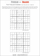 printable easier 9 by 9 killer sudoku math logic puzzles for kids