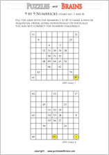 printable 9 by 9 difficult level Numbrix logic IQ puzzles