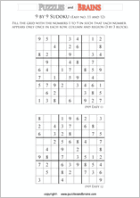 printable easier 9 by 9 Sudoku puzzles