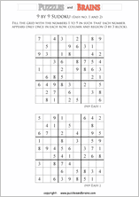 printable easier 9 by 9 Sudoku puzzles