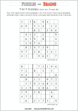 printable easier 9 by 9 Sudoku puzzles