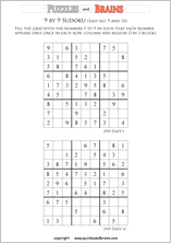 printable easier 9 by 9 Sudoku puzzles