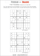 printable difficult level 9 by 9  Sudoku puzzles