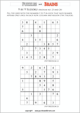 printable medium level 9 by 9 Sudoku puzzles