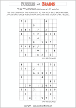 printable medium level 9 by 9  Sudoku puzzles