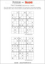 printable medium level 9 by 9 Sudoku puzzles